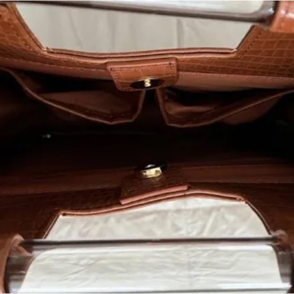 BEIS | NWT - Faux Crocodile Crossbody Bag Clutch in Cognac - Convertible Purse - Picture 5 of 5